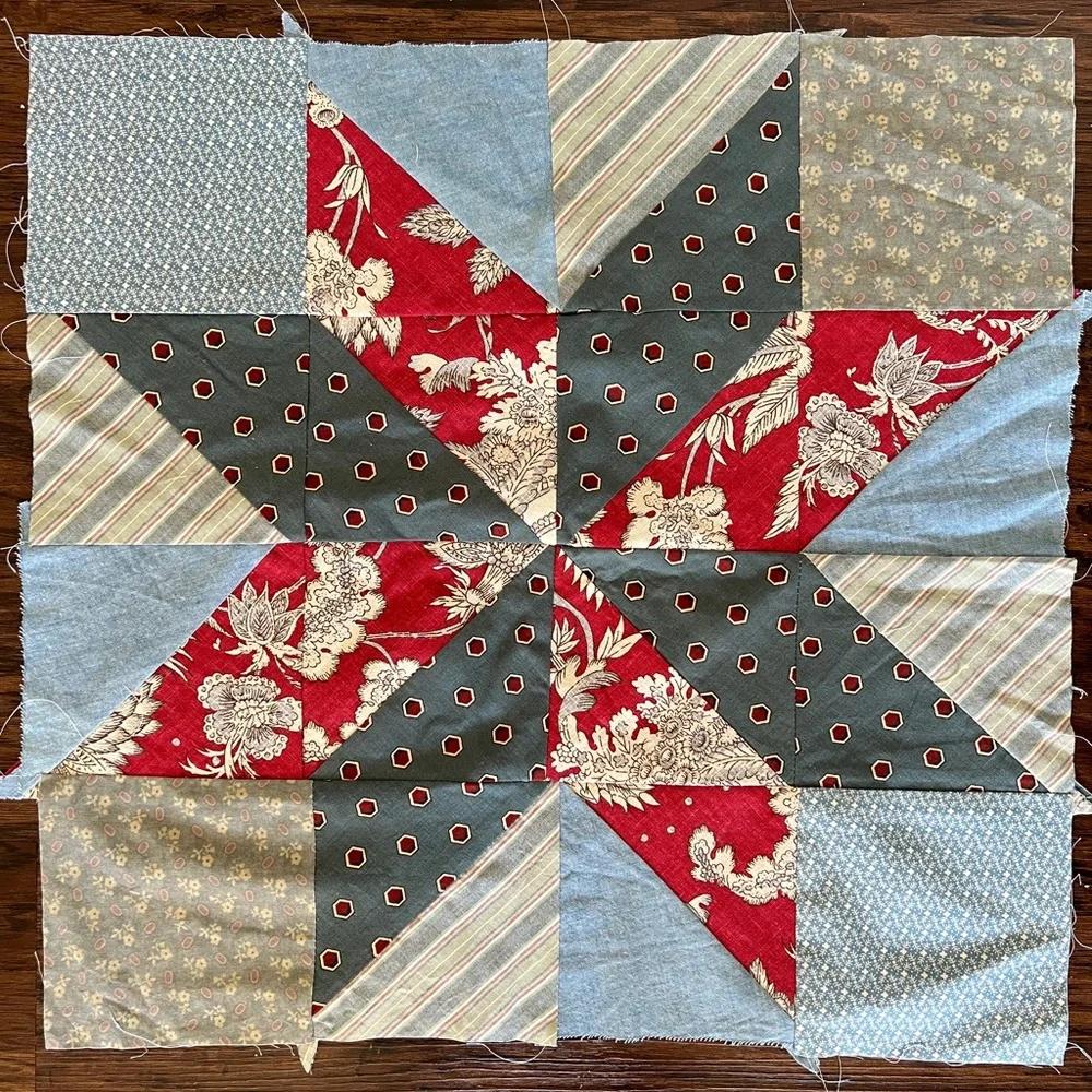 Vintage star quilt square cutter lot 3 22” square Americana vintage fabric corgi